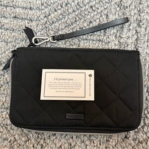 Vera Bradley Black Quilted Travel Wristlet